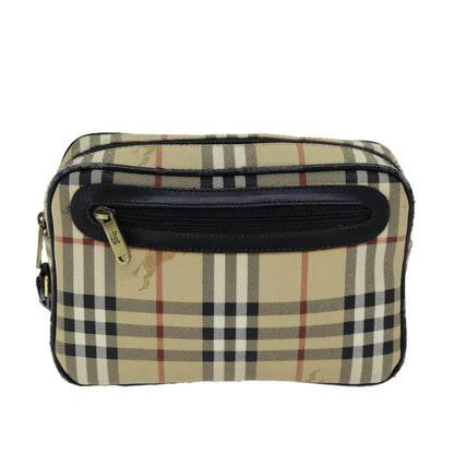 BurberrySs Nova Check Clutch Bag PVC Beige Auth 73528