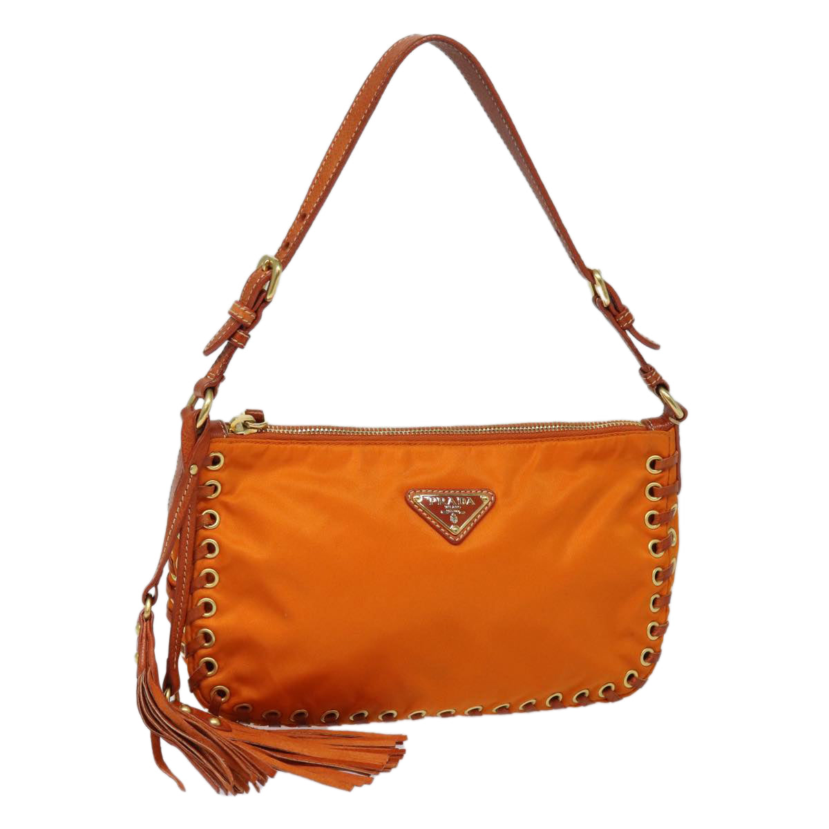 PRADA Accessory Pouch Nylon Orange Auth 73580