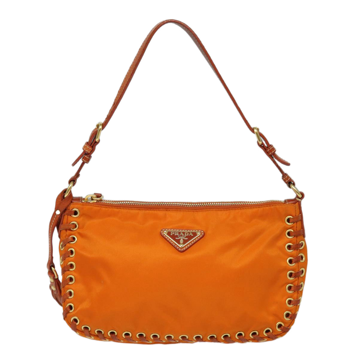 PRADA Accessory Pouch Nylon Orange Auth 73580