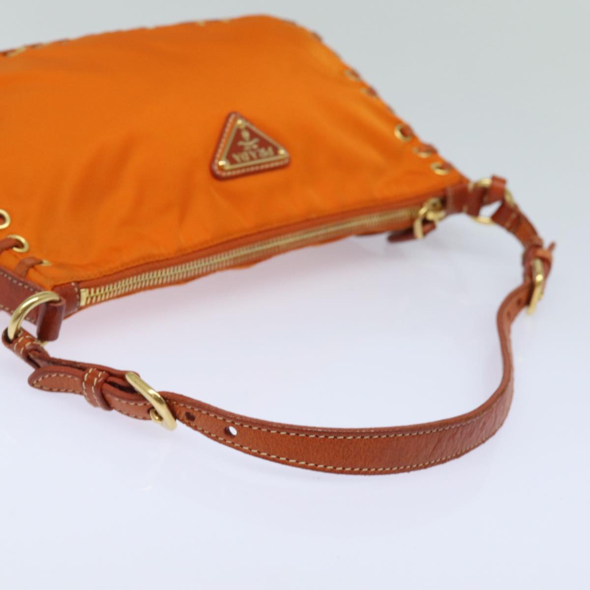 PRADA Accessory Pouch Nylon Orange Auth 73580