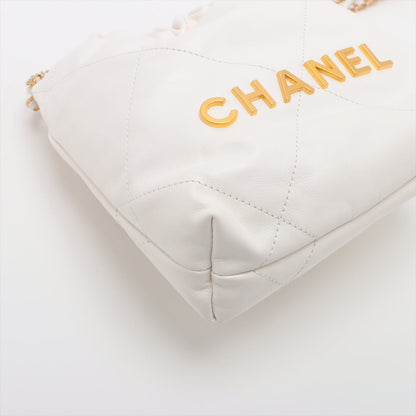 Chanel 22 Mini Leather Chain Shoulder Bag White G  AS3980