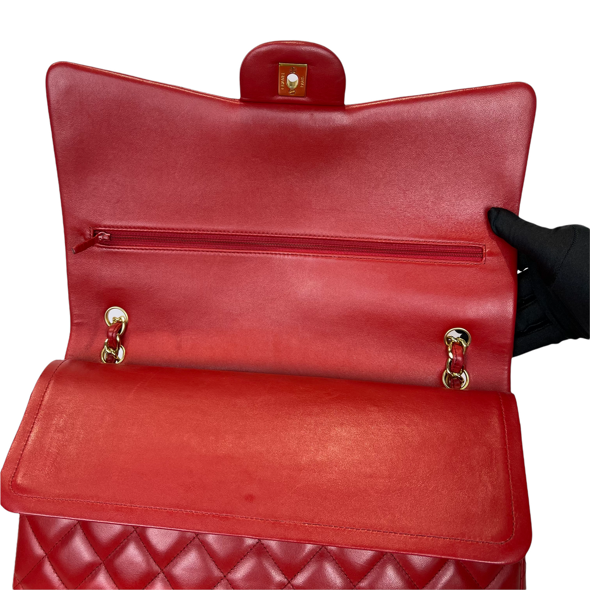 Double Flap Maxi Lambskin Red GHW
