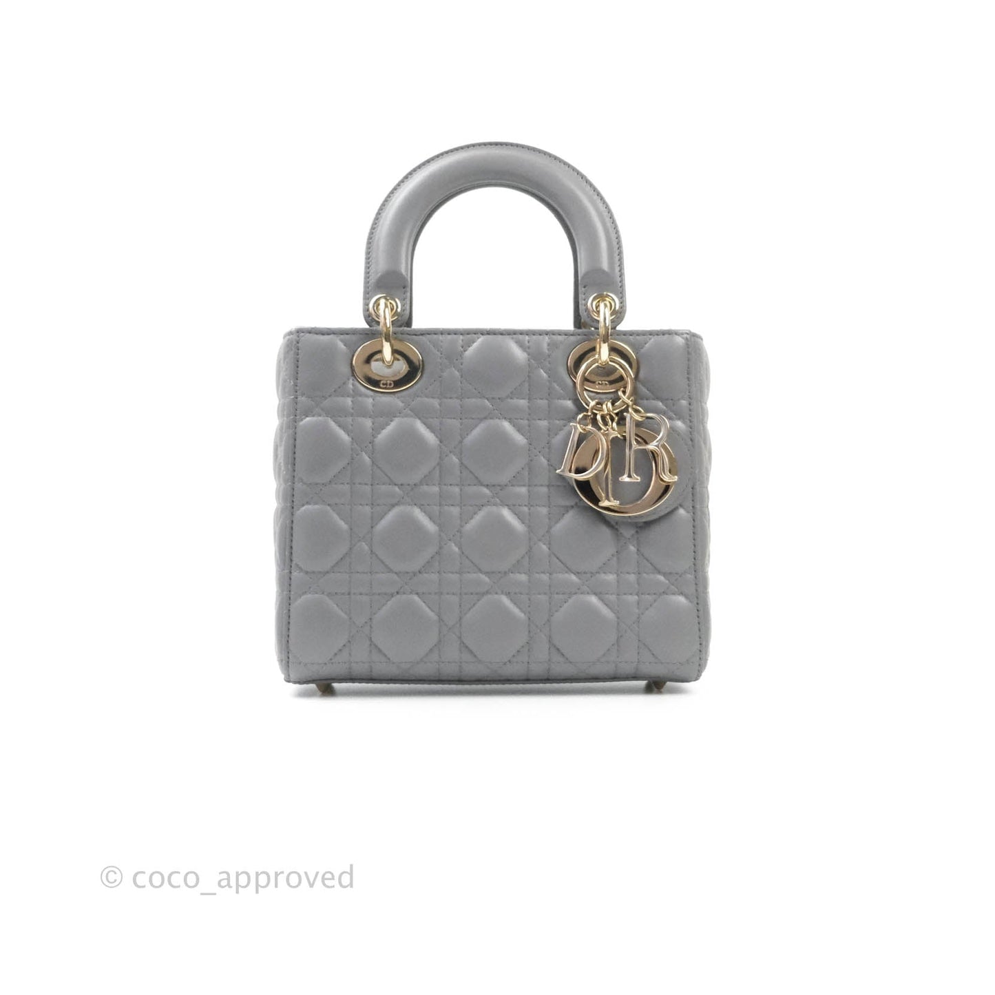 Christian Dior Lambskin My ABCDior Lady Dior Grey Gold Hardware