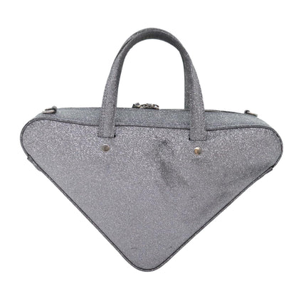 Balenciaga Triangle Duffle XS Hand Bag Leather 2way Silver 531048 Auth 74610