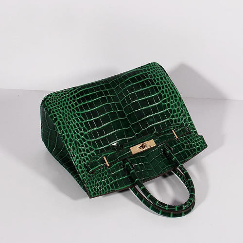 Hermes Birkin 30cm Crocodile Leather Bag With Strap Green Gold