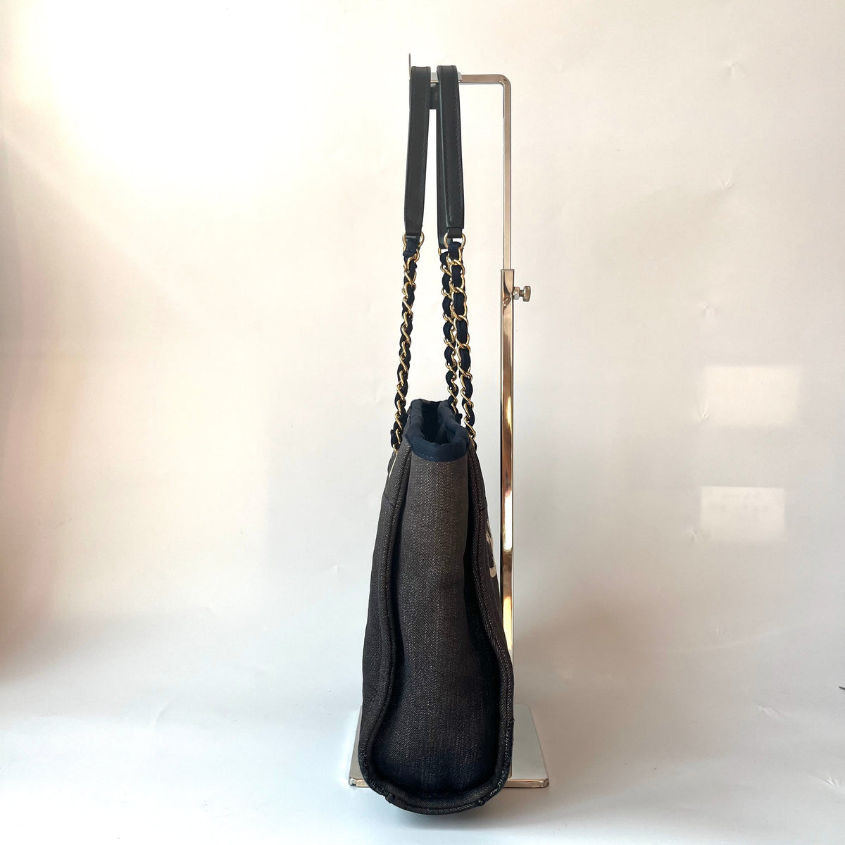 Chanel North South Deauville Tote Small Navy Denim Top Handle Shoulder Bag, 2012-2013