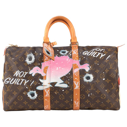 LOUIS VUITTON Travel bag 45 Monogram customized "Fucking Taz" by PatBo