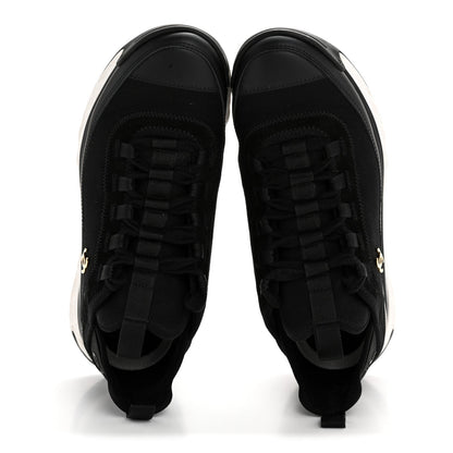 Velvet Calfskin Mixed Fibers CC Sneakers 38 Black