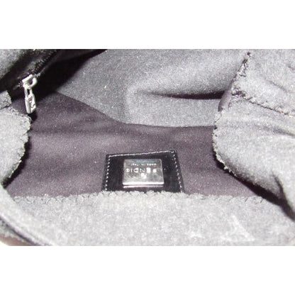 Fendi Shoulder Bag Jersey Mamma Forever Jerseypatent Charcoal Grayblack Wool And Leather Baguette