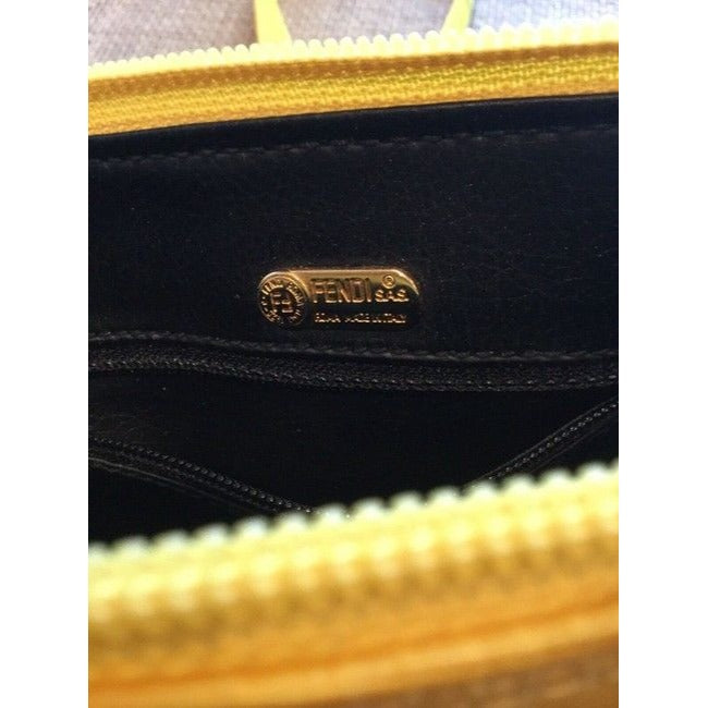 Fendi RARE Yellow Zucca Print Canvas & Leather Two-Way Shoulder Bag