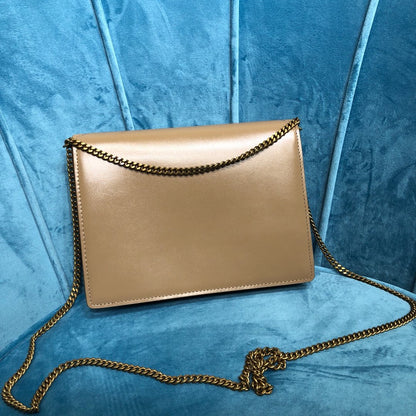 Yves Saint Laurent Cassandra Medium Chain Bag Dark Beige  8.7in/22cm