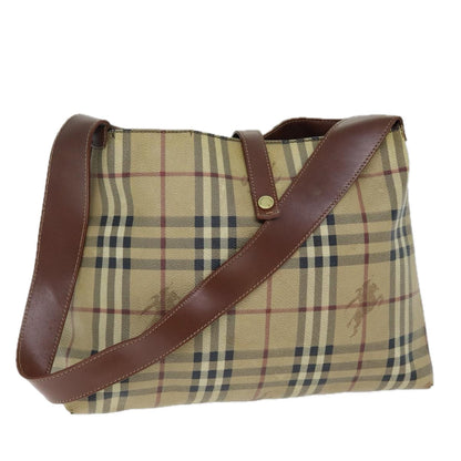 BURBERRY Nova Check Shoulder Bag PVC Beige Auth 75145