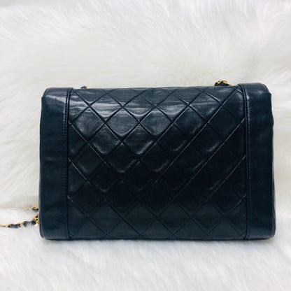 Classic Medium Diana Flap in Black Lambskin GHW