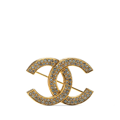 Chanel Rhinestone CC Logo Brooch Metal Brooch in Good condition