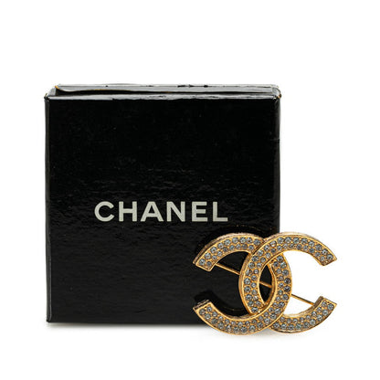 Chanel Rhinestone CC Logo Brooch Metal Brooch in Good condition