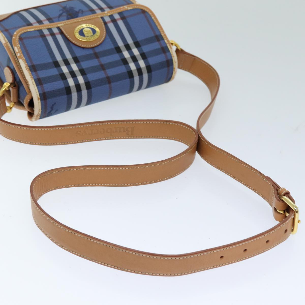BurberrySs Nova Check Shoulder Bag PVC Blue Auth 75452