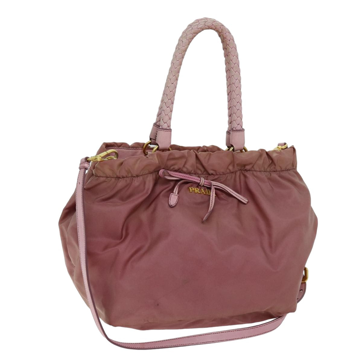 PRADA Hand Bag Nylon 2way Pink Auth 75584