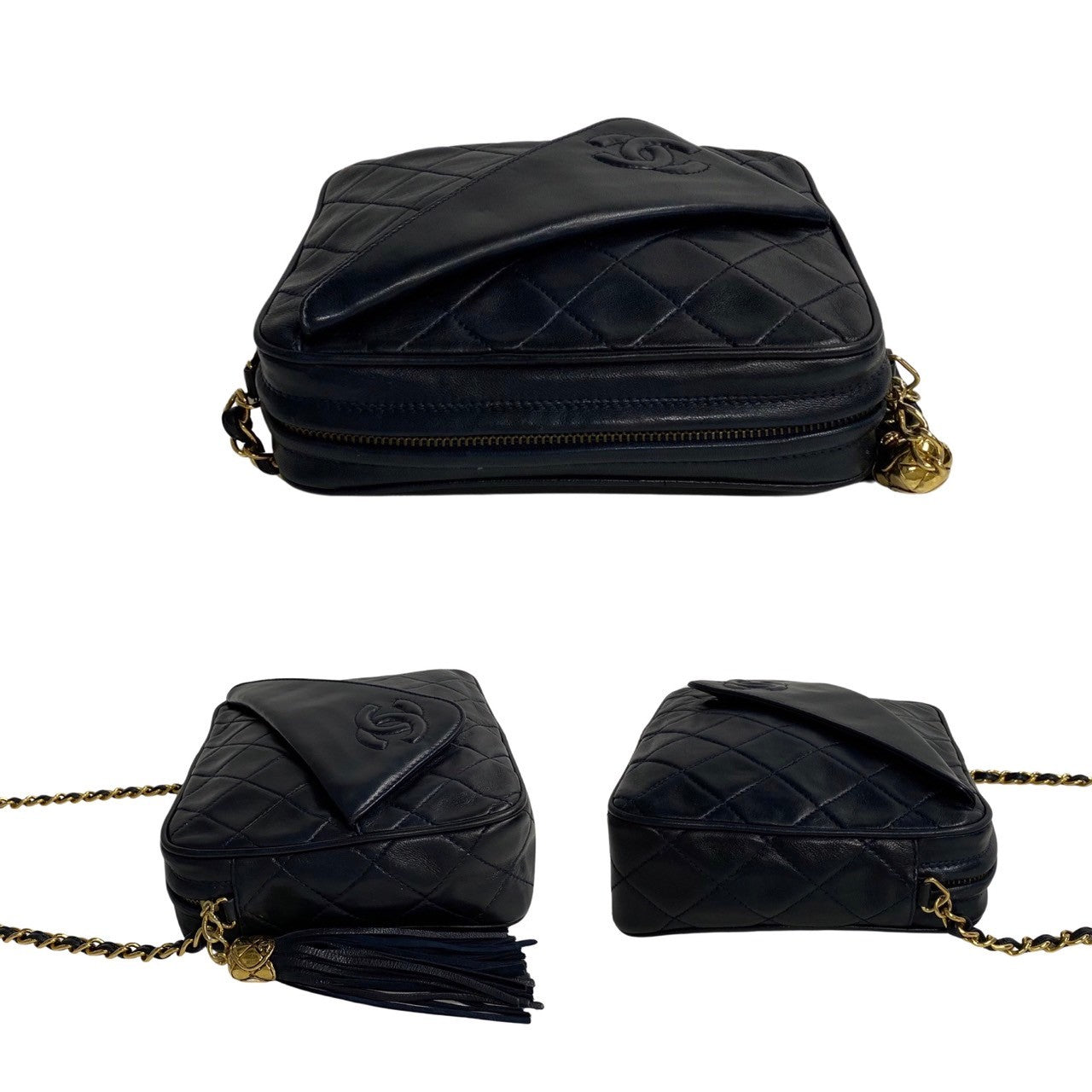Chanel CC Quilted Leather Tassel Camera Bag  Leather Crossbody Bag in Good condition