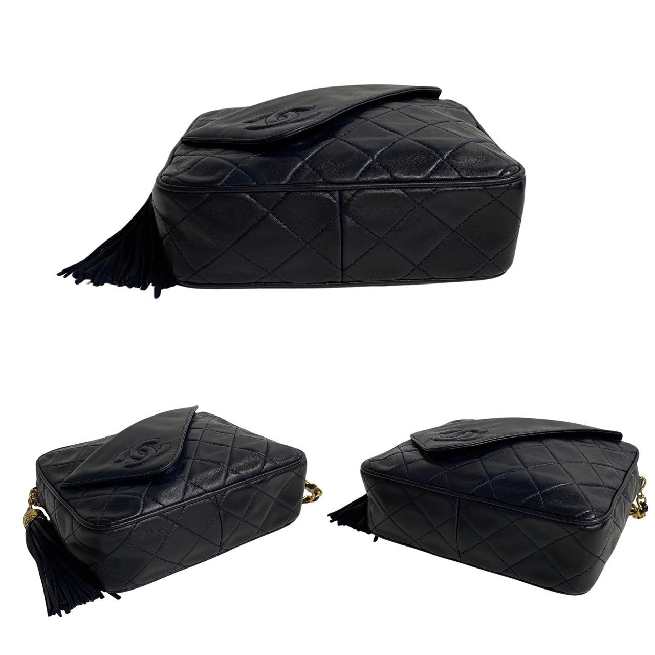 Chanel CC Quilted Leather Tassel Camera Bag  Leather Crossbody Bag in Good condition