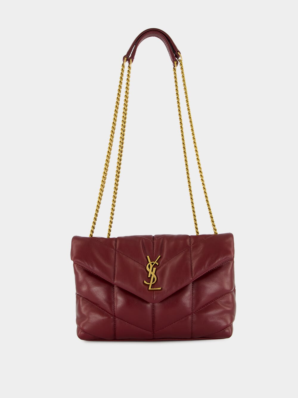 Dark Ruby Toy Puffer Shiny Leather Bag