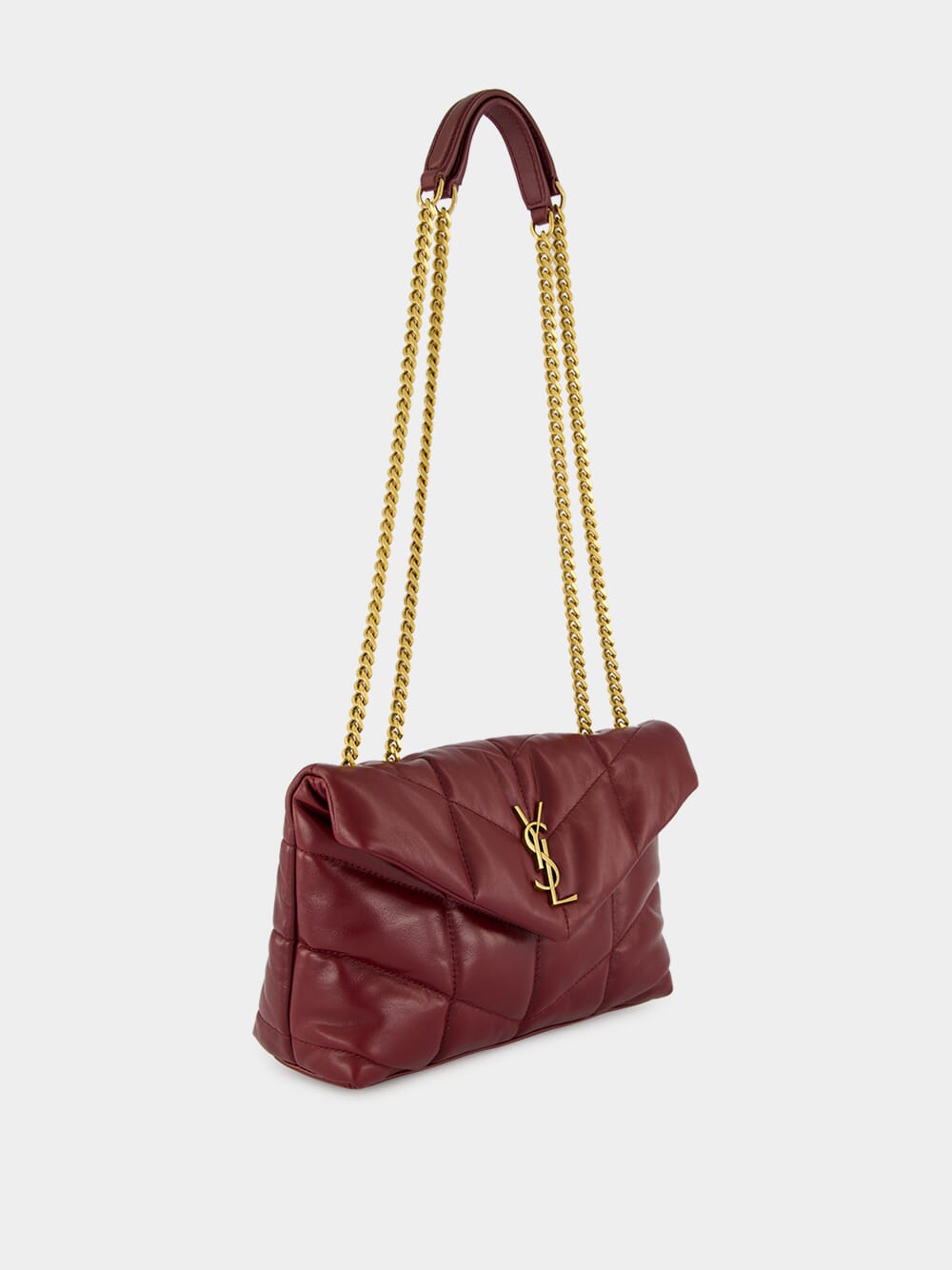 Dark Ruby Toy Puffer Shiny Leather Bag