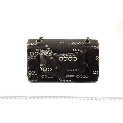 Chanel Classic Flap Diamond Stitch 2002 Black Denim with Coco Logo Prints 24k Gold Hardware