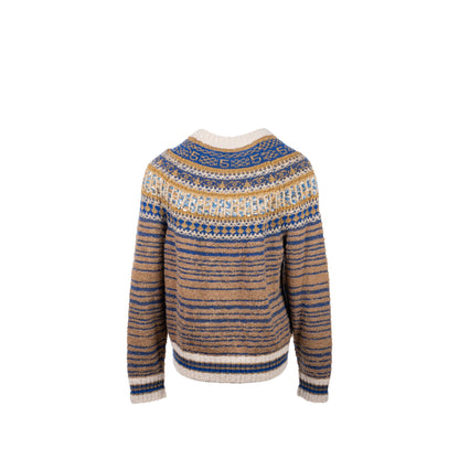 CHANEL SIZE 40 sweater silk/cashmere/Mohair Brown/Blue/Multicolour