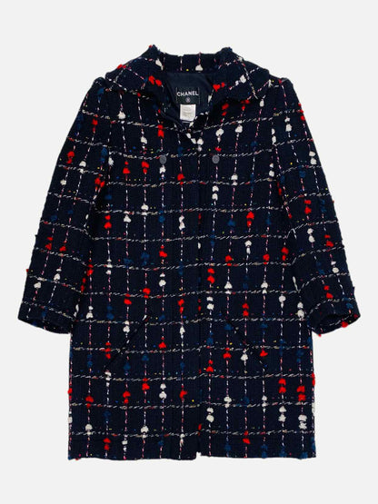 CHANEL Navy Blue w/ Beige & Red Size US 12 Coat