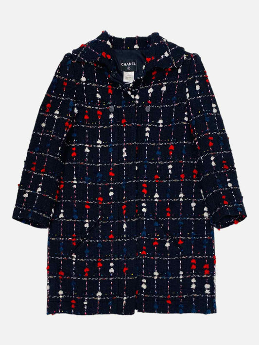 CHANEL Navy Blue w/ Beige & Red Size US 12 Coat