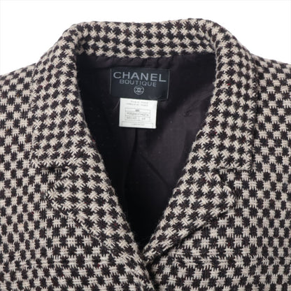 Chanel Coconut Button 95A Wool  Silk Coat 44  Beige × Brown P05266 TWIDE