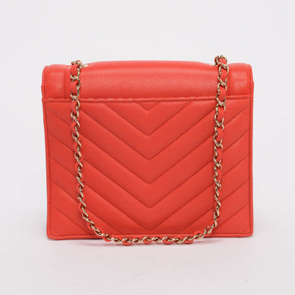 Chanel Red Chevron Calfskin Small Envelope Flap Bag