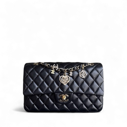 Chanel Classic Flap Seasonal - Valentines Special Edition 25CM Quilted Lambskin Black Gold Hardware Series 19