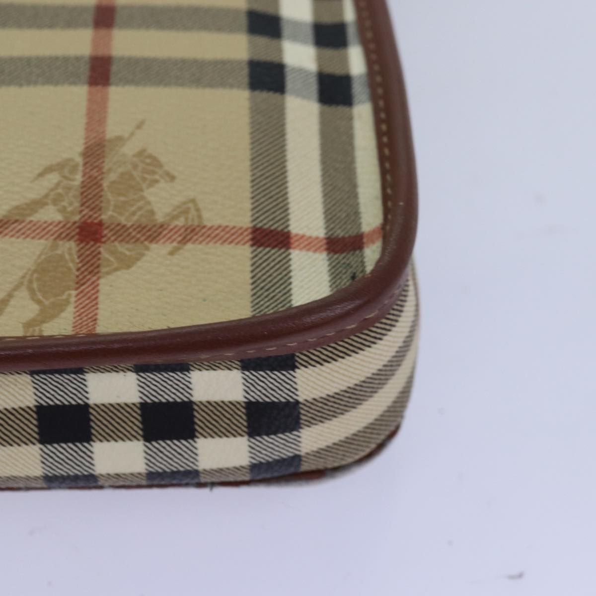 BURBERRYSs Nova Check Shoulder Bag PVC Leather Beige Auth 76100