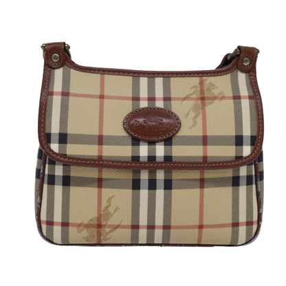 BURBERRYSs Nova Check Shoulder Bag PVC Leather Beige Auth 76100