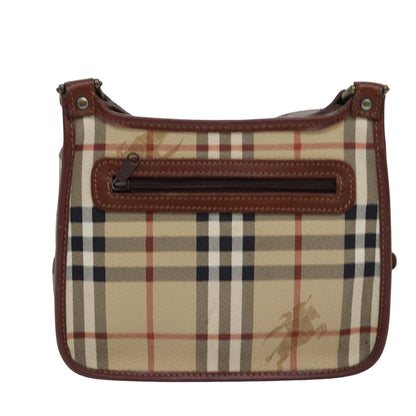 BURBERRYSs Nova Check Shoulder Bag PVC Leather Beige Auth 76100