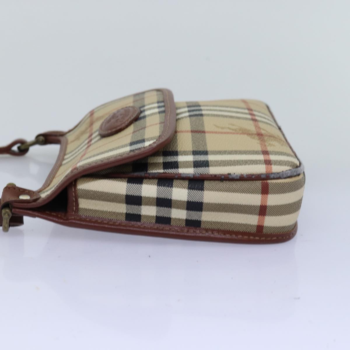 BURBERRYSs Nova Check Shoulder Bag PVC Leather Beige Auth 76100