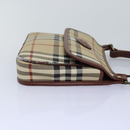 BURBERRYSs Nova Check Shoulder Bag PVC Leather Beige Auth 76100