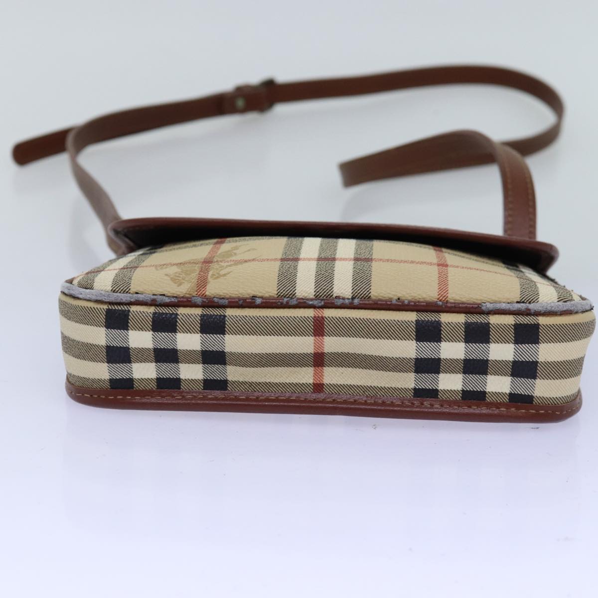 BURBERRYSs Nova Check Shoulder Bag PVC Leather Beige Auth 76100