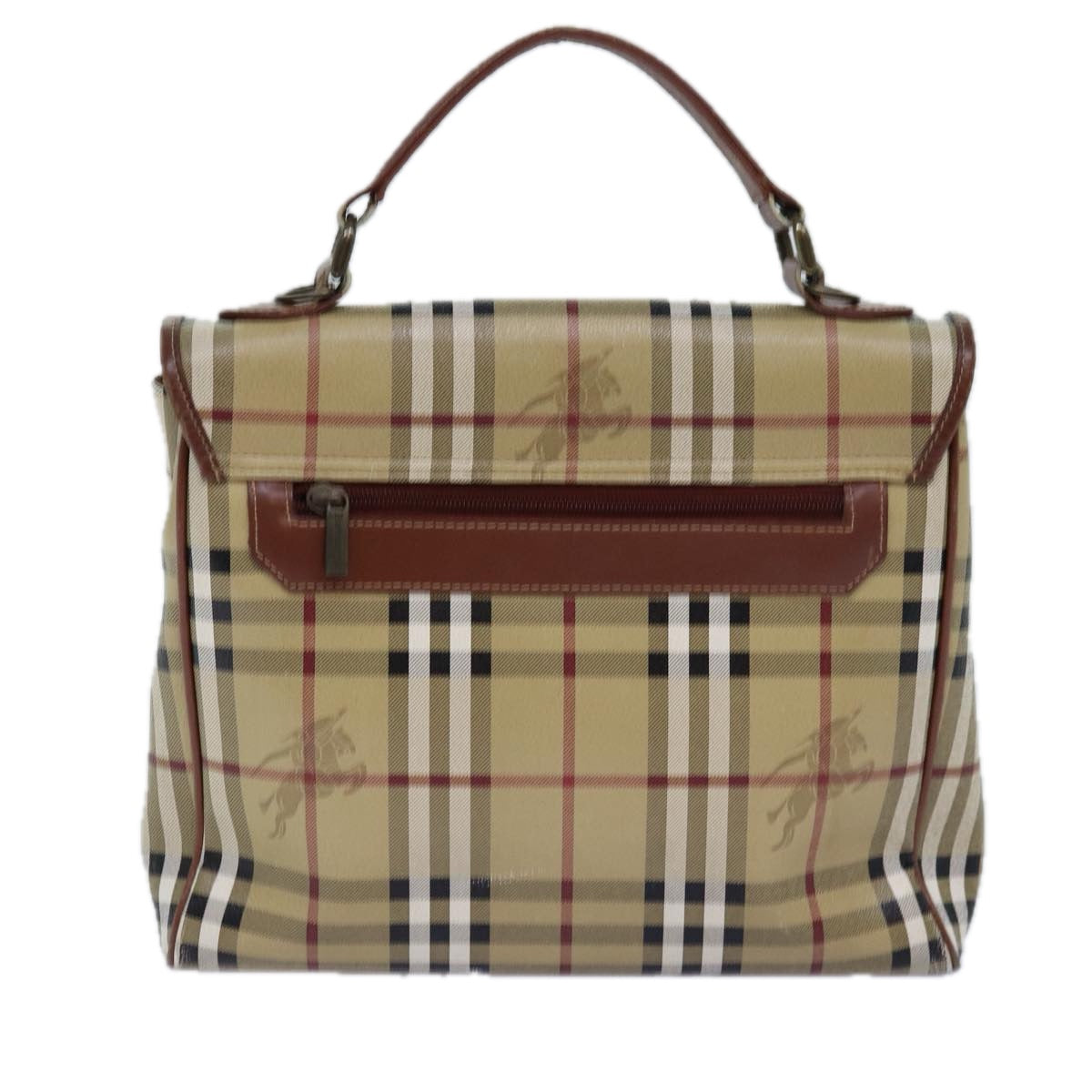 BURBERRYSs Nova Check Hand Bag PVC Leather 2way Beige Auth 76101