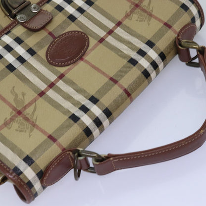 BURBERRYSs Nova Check Hand Bag PVC Leather 2way Beige Auth 76101