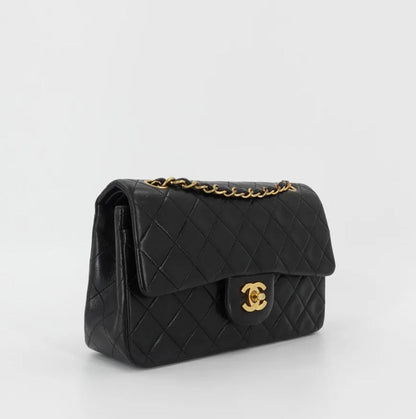 Vintage Classic Small Double Flap Bag in Black