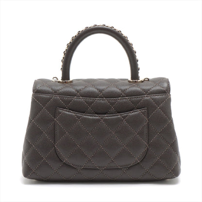 Chanel Cocohandle Caviar S 2WAY Handbag Matrasse Brown Gold  IC Chip