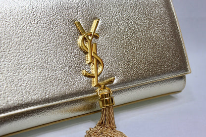 Yves Saint Laurent Kate Chain Wallet With Tassel Yellow Copper  10.2in/26cm