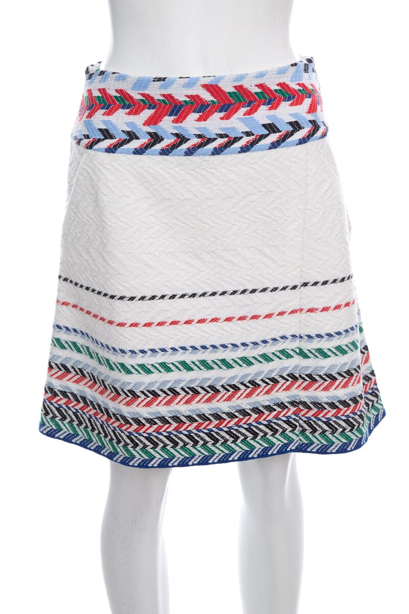 Chanel White Knit Chevron Detail Skirt  SZ 38