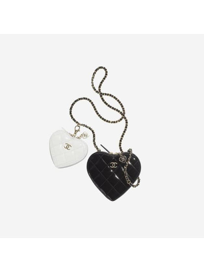 CC Logo Chain Heart Mini Bag Black Chanel