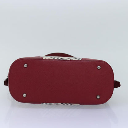 BURBERRY Nova Check Shoulder Bag Canvas Red Auth 76480