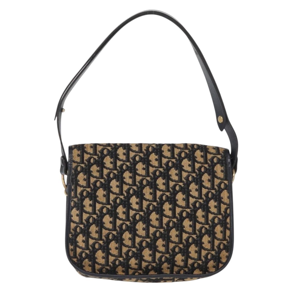 Christian Dior Vintage Trotter Shoulder Bag Canvas Navy Canvas Shoulder Bag Bag ()