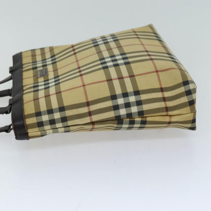 BURBERRY Nova Check Tote Bag Canvas Beige Dark Brown Auth 76724