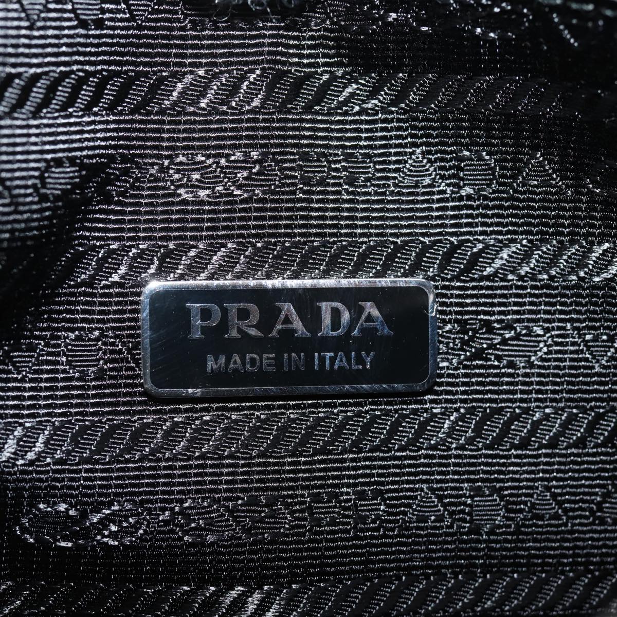 PRADA Triangle Clutch Bag Leather Black Auth 76762A