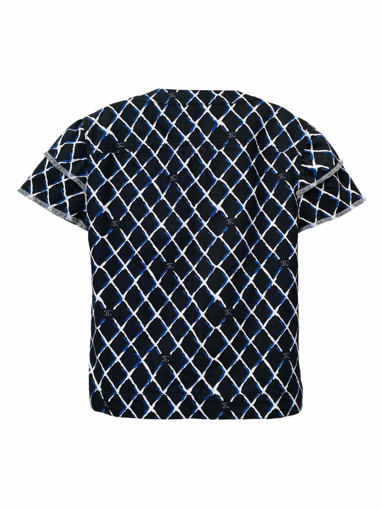 CHANEL Cap Sleeve Black, White & Blue Size US 8 Jacket